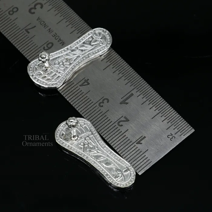 TRIBAL ORNAMENTS Necklaces 12 sterling silver handmade Charan paduka or slippers for idol Krishna laddu gopala little krishna or Vshnu Narayana puja art su694