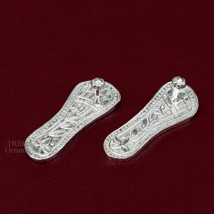 TRIBAL ORNAMENTS Necklaces 12 sterling silver handmade Charan paduka or slippers for idol Krishna laddu gopala little krishna or Vshnu Narayana puja art su694