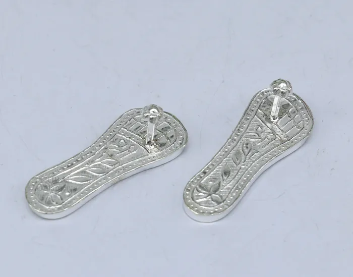 TRIBAL ORNAMENTS Necklaces 12 sterling silver handmade Charan paduka or slippers for idol Krishna laddu gopala little krishna or Vshnu Narayana puja art su694