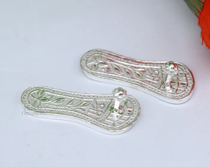 TRIBAL ORNAMENTS Necklaces 12 sterling silver handmade Charan paduka or slippers for idol Krishna laddu gopala little krishna or Vshnu Narayana puja art su694