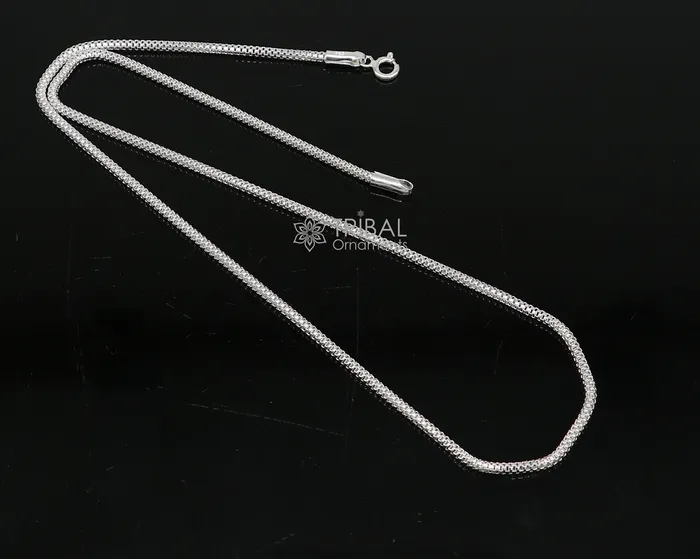 TRIBAL ORNAMENTS Necklaces 18 2mm 925 sterling silver handmade round box unique trendy style chain necklace excellent gifting jewelry for mens womens chain ch228 TRIBAL ORNAMENTS Necklaces 18 2mm 925 sterling silver handmade round box unique trendy style chain necklace excellent gifting jewelry for mens womens chain ch228