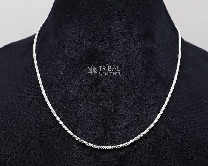 TRIBAL ORNAMENTS Necklaces 18 2mm 925 sterling silver handmade round box unique trendy style chain necklace excellent gifting jewelry for mens womens chain ch228 TRIBAL ORNAMENTS Necklaces 18 2mm 925 sterling silver handmade round box unique trendy style chain necklace excellent gifting jewelry for mens womens chain ch228