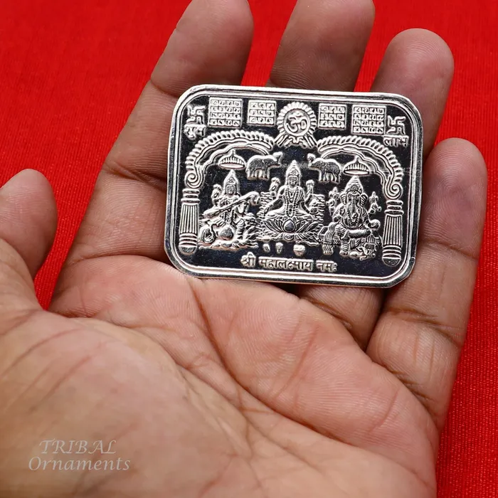 TRIBAL ORNAMENTS Necklaces 5 x 4 cm 925 sterling silver handmade Shree lakshmi frame Ganesha and Sarashwati silver holy divine article for wealth and prosperity su846 TRIBAL ORNAMENTS Necklaces 5 x 4 cm 925 sterling silver handmade Shree lakshmi frame Ganesha and Sarashwati silver holy divine article for wealth and prosperity su846