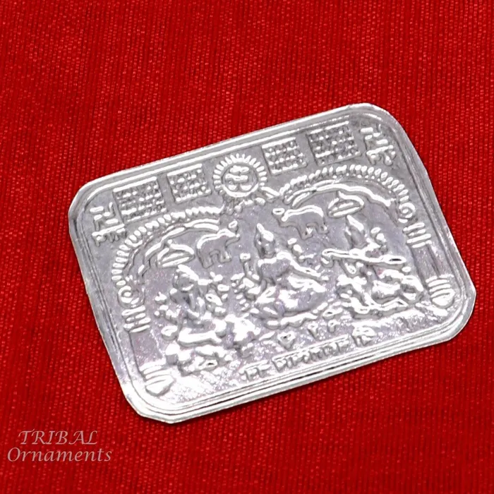 TRIBAL ORNAMENTS Necklaces 5 x 4 cm 925 sterling silver handmade Shree lakshmi frame Ganesha and Sarashwati silver holy divine article for wealth and prosperity su846