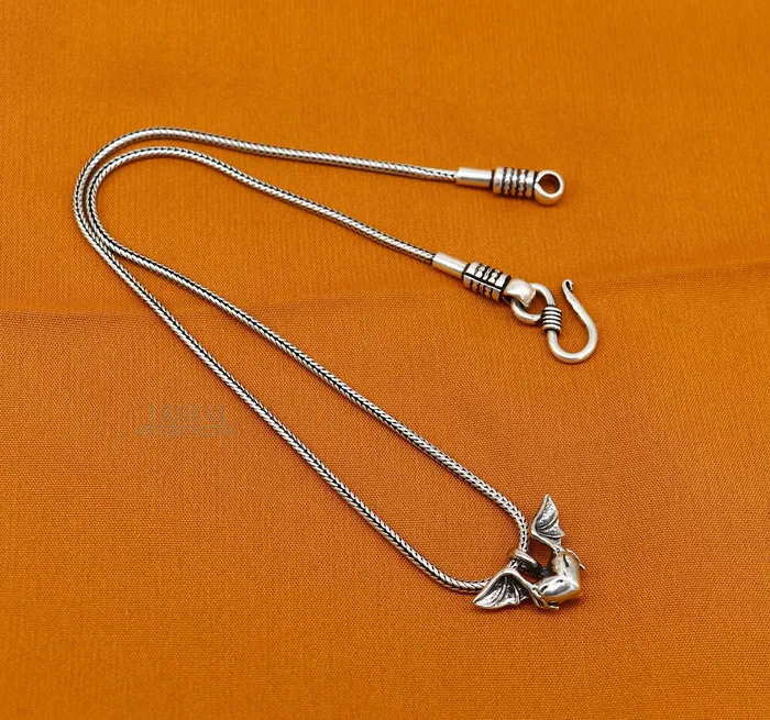 TRIBAL ORNAMENTS Necklaces 925 solid sterling silver handmade amazing heart with feather design customized pendant stylish locket unisex gifting jewelry ssp1660