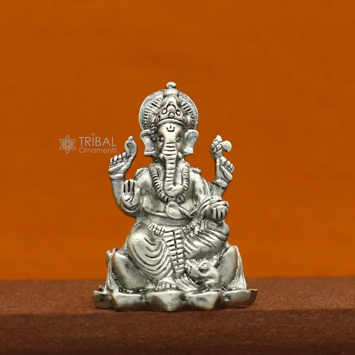 TRIBAL ORNAMENTS Necklaces 925 Sterling silver Divine lord idol Ganesha statue art best puja figurine for home temple for wealth and prosperity art730 TRIBAL ORNAMENTS Necklaces 925 Sterling silver Divine lord idol Ganesha statue art best puja figurine for home temple for wealth and prosperity art730