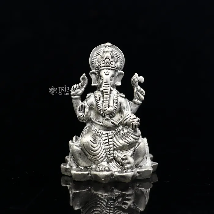 TRIBAL ORNAMENTS Necklaces 925 Sterling silver Divine lord idol Ganesha statue art best puja figurine for home temple for wealth and prosperity art730