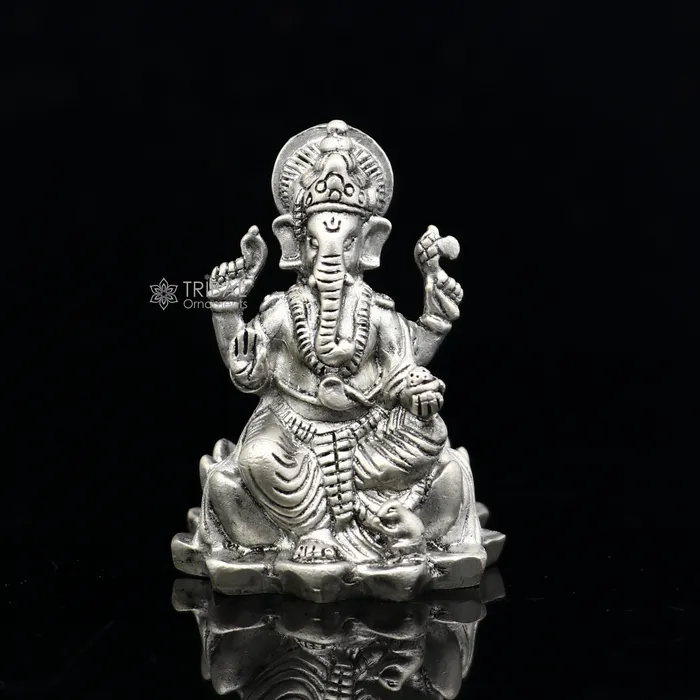 TRIBAL ORNAMENTS Necklaces 925 Sterling silver Divine lord idol Ganesha statue art best puja figurine for home temple for wealth and prosperity art730