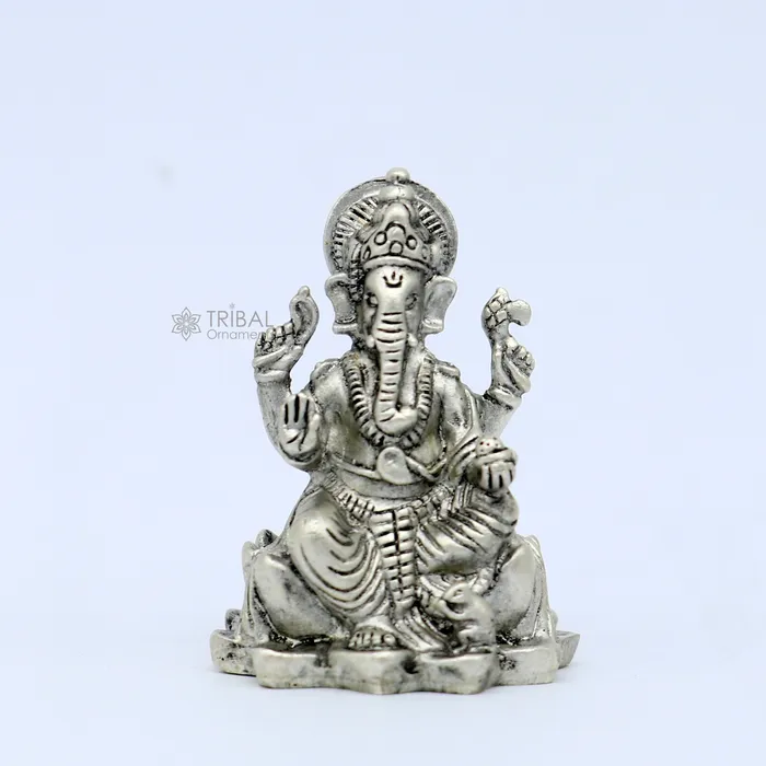 TRIBAL ORNAMENTS Necklaces 925 Sterling silver Divine lord idol Ganesha statue art best puja figurine for home temple for wealth and prosperity art730