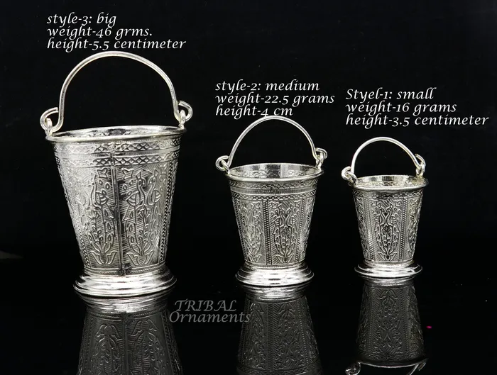 TRIBAL ORNAMENTS Necklaces 925 sterling silver handmade fabulous vintage style bucket toy for puja or worshipping Diwali puja article utensils su976 TRIBAL ORNAMENTS Necklaces 925 sterling silver handmade fabulous vintage style bucket toy for puja or worshipping Diwali puja article utensils su976