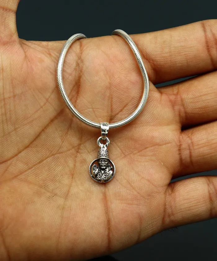 TRIBAL ORNAMENTS Necklaces 925 sterling silver handmade Indian idol Sai Baba pendant amazing stylish unisex pendant locket personalized jewelry tribal jewelry ssp478