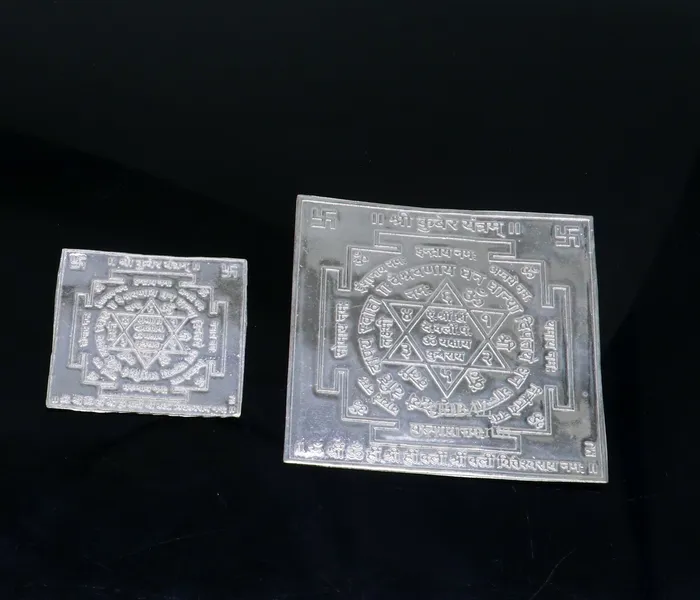 TRIBAL ORNAMENTS Necklaces 925 sterling silver handmade Shree kuber Yantram silver holy divine Yantram for wealth and prosperity best puja article gifting su792