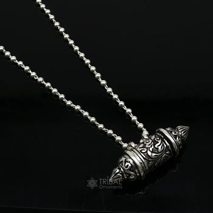TRIBAL ORNAMENTS Necklaces 925 Sterling silver handmade vintage design amulet box pendant single line beaded necklace tribal ethnic mantra box pendant jewelry set630 TRIBAL ORNAMENTS Necklaces 925 Sterling silver handmade vintage design amulet box pendant single line beaded necklace tribal ethnic mantra box pendant jewelry set630