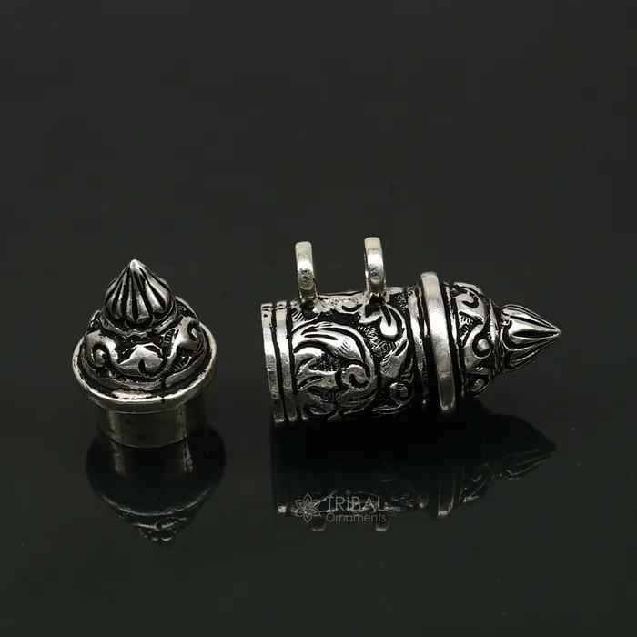 TRIBAL ORNAMENTS Necklaces 925 Sterling silver handmade vintage design amulet box pendant single line beaded necklace tribal ethnic mantra box pendant jewelry set630 TRIBAL ORNAMENTS Necklaces 925 Sterling silver handmade vintage design amulet box pendant single line beaded necklace tribal ethnic mantra box pendant jewelry set630