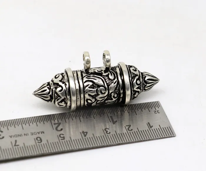 TRIBAL ORNAMENTS Necklaces 925 Sterling silver handmade vintage design amulet box pendant single line beaded necklace tribal ethnic mantra box pendant jewelry set630 TRIBAL ORNAMENTS Necklaces 925 Sterling silver handmade vintage design amulet box pendant single line beaded necklace tribal ethnic mantra box pendant jewelry set630