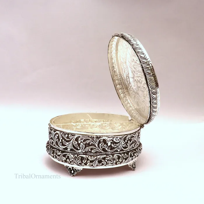 TRIBAL ORNAMENTS Necklaces 925 sterling silver Vintage antique Royal design handmade dry fruit box candy box jewelry box best brides gift corporation gift box04 TRIBAL ORNAMENTS Necklaces 925 sterling silver Vintage antique Royal design handmade dry fruit box candy box jewelry box best brides gift corporation gift box04
