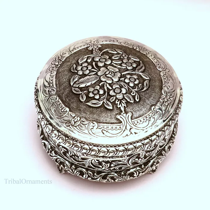 TRIBAL ORNAMENTS Necklaces 925 sterling silver Vintage antique Royal design handmade dry fruit box candy box jewelry box best brides gift corporation gift box04