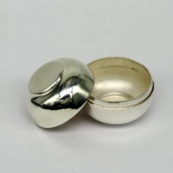 TRIBAL ORNAMENTS Necklaces 999 fine silver handmade gorgeous small idols Prasad box trinket box container box brides sindur box solid silver article utensil sv183