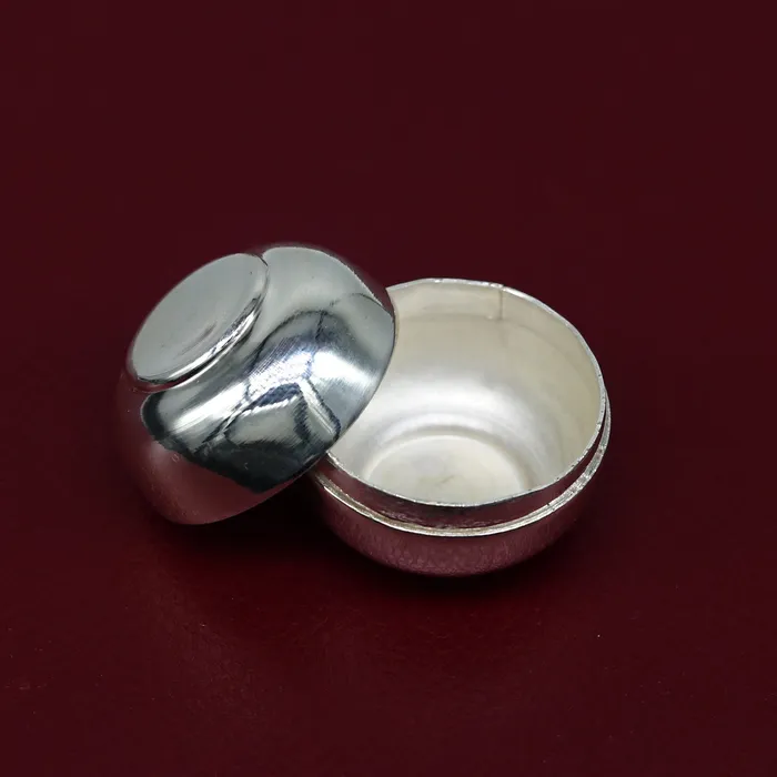 TRIBAL ORNAMENTS Necklaces 999 fine silver handmade gorgeous small idols Prasad box trinket box container box brides sindur box solid silver article utensil sv183