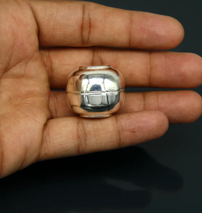 TRIBAL ORNAMENTS Necklaces 999 fine silver handmade gorgeous small idols Prasad box trinket box container box brides sindur box solid silver article utensil sv183