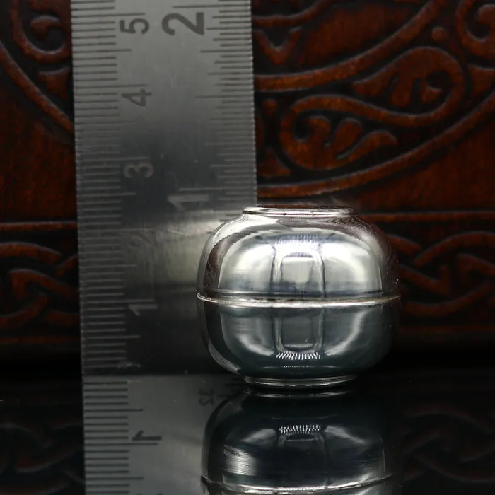 TRIBAL ORNAMENTS Necklaces 999 fine silver handmade gorgeous small idols Prasad box trinket box container box brides sindur box solid silver article utensil sv183