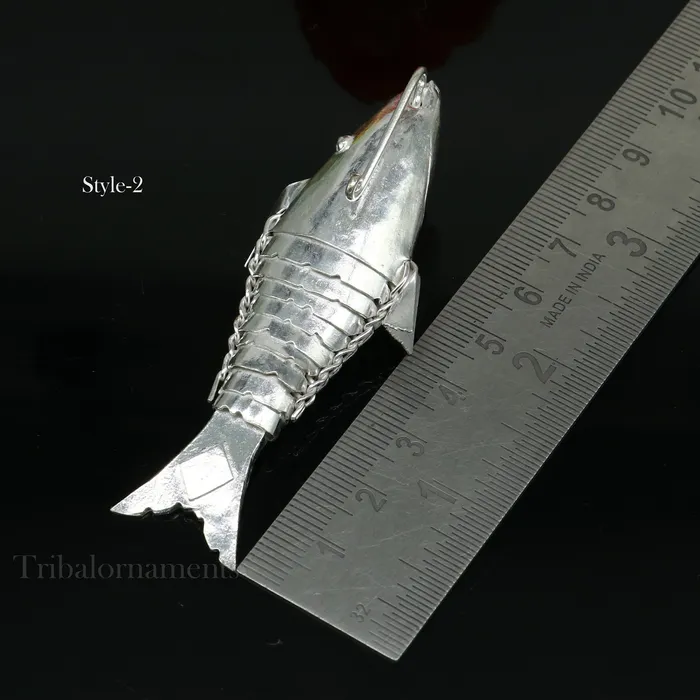 TRIBAL ORNAMENTS Necklaces Solid silver handmade silver fish Lord vishnu avatar Matsya Silver Puja Fish For Prosperity And Good Luck best collectible art su561 TRIBAL ORNAMENTS Necklaces Solid silver handmade silver fish Lord vishnu avatar Matsya Silver Puja Fish For Prosperity And Good Luck best collectible art su561