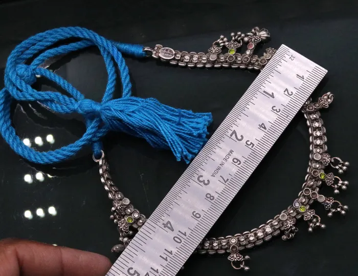 TRIBAL ORNAMENTS Necklaces Traditional indian Handmade sterling silver adjustable necklace with fabulous hangings excellent tribal jewelry belly dance jewelry set94