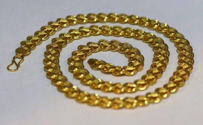 TRIBAL ORNAMENTS Necklaces Vintage handmade 22karat yellow gold fabulous lotus design 20 inch unisex necklace chain from rajasthan india