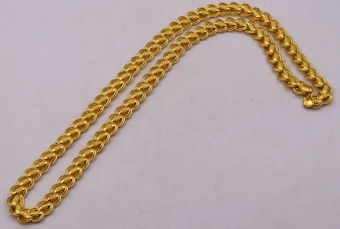 TRIBAL ORNAMENTS Necklaces Vintage handmade 22karat yellow gold fabulous lotus design 20 inch unisex necklace chain from rajasthan india