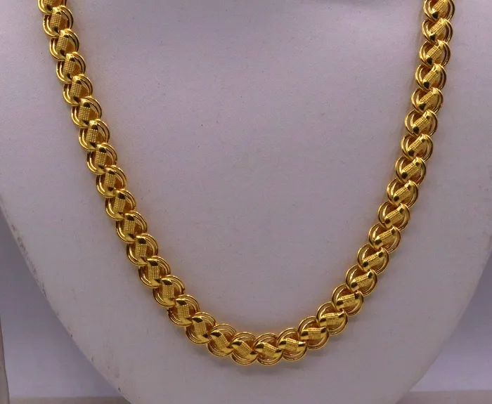 TRIBAL ORNAMENTS Necklaces Vintage handmade 22karat yellow gold fabulous lotus design 20 inch unisex necklace chain from rajasthan india