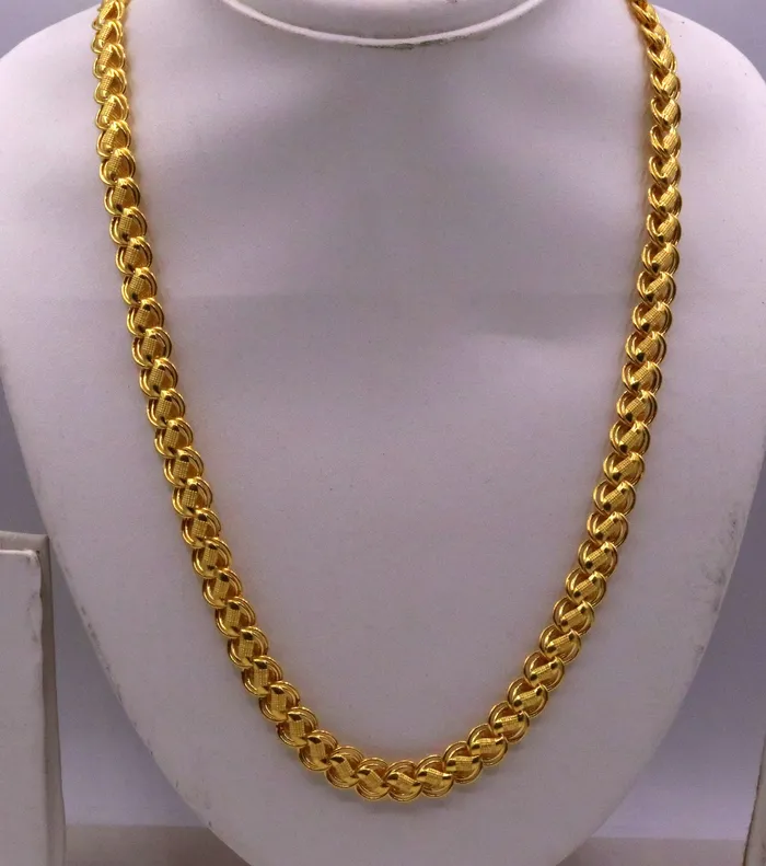TRIBAL ORNAMENTS Necklaces Vintage handmade 22karat yellow gold fabulous lotus design 20 inch unisex necklace chain from rajasthan india