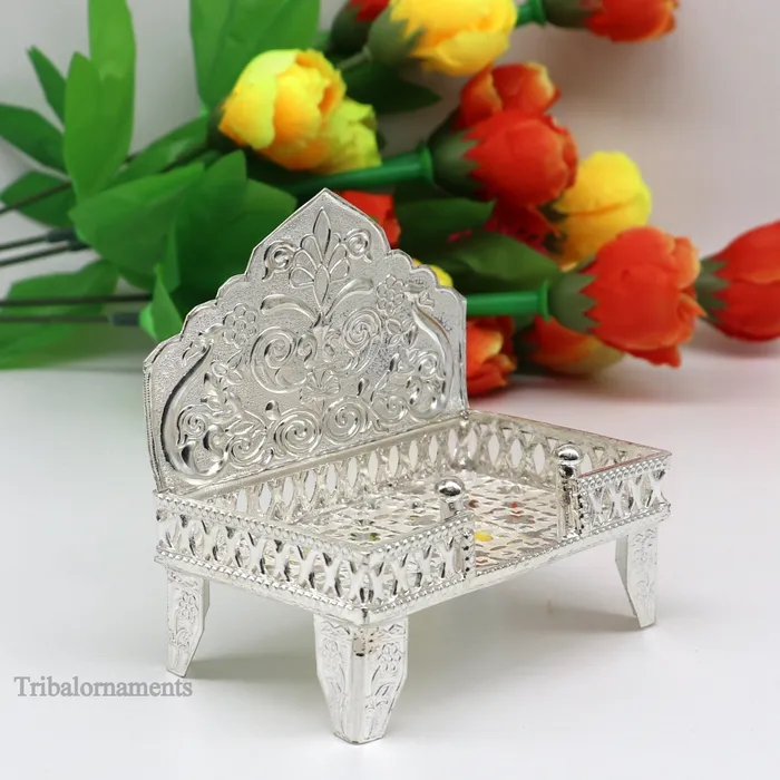 TRIBAL ORNAMENTS Rings 925 pure sterling silver handcrafted Singhasanidols and goddess Throne God statue Palna chair temple art laddu gopal puja article su1015
