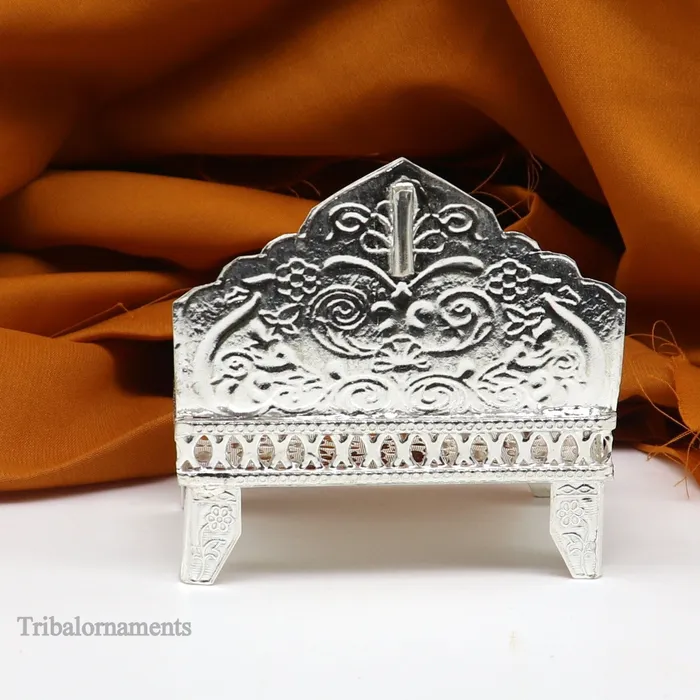 TRIBAL ORNAMENTS Rings 925 pure sterling silver handcrafted Singhasanidols and goddess Throne God statue Palna chair temple art laddu gopal puja article su1015