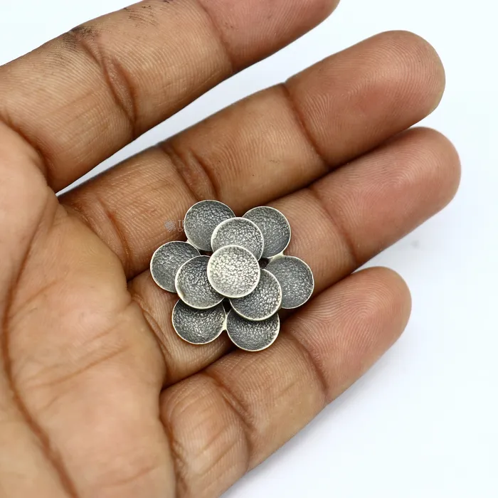 TRIBAL ORNAMENTS Rings 925 Sterling silver Indian Cultural design handmade silver vintage flower style adjustable ring indian tribal belly dance jewelry sr398 TRIBAL ORNAMENTS Rings 925 Sterling silver Indian Cultural design handmade silver vintage flower style adjustable ring indian tribal belly dance jewelry sr398