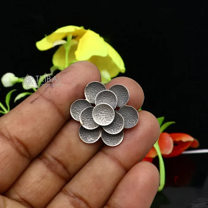 TRIBAL ORNAMENTS Rings 925 Sterling silver Indian Cultural design handmade silver vintage flower style adjustable ring indian tribal belly dance jewelry sr398 TRIBAL ORNAMENTS Rings 925 Sterling silver Indian Cultural design handmade silver vintage flower style adjustable ring indian tribal belly dance jewelry sr398