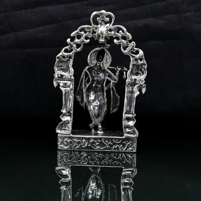 TRIBAL ORNAMENTS Rings 925 sterling silver lord krishna gorgeous customized figurine amazing floral design idol krishna statue puja article from india art08