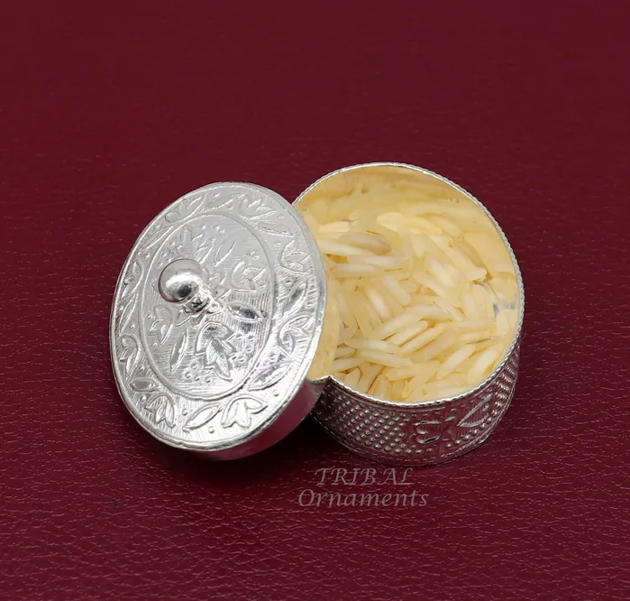 TRIBAL ORNAMENTS Rings 925 sterling silver trinket box kajal boxcasket box bridal polygon shape sindur box collection container box eyeliner box gifting stb400