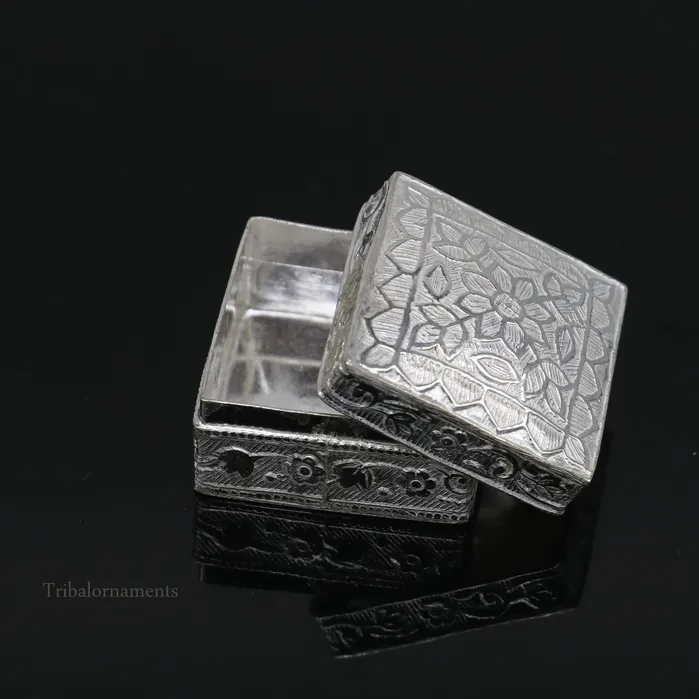 TRIBAL ORNAMENTS Rings 925 sterling silver trinket box kajal boxcasket box bridal square eyeliner box collection container box eyeliner box gifting art stb189 TRIBAL ORNAMENTS Rings 925 sterling silver trinket box kajal boxcasket box bridal square eyeliner box collection container box eyeliner box gifting art stb189