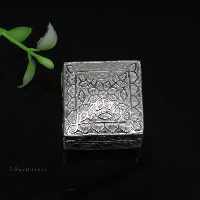 TRIBAL ORNAMENTS Rings 925 sterling silver trinket box kajal boxcasket box bridal square eyeliner box collection container box eyeliner box gifting art stb189