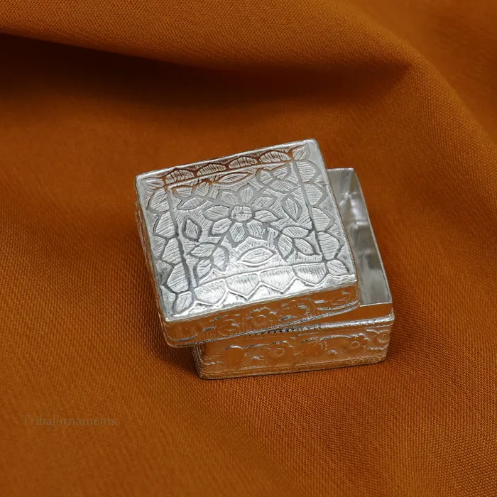 TRIBAL ORNAMENTS Rings 925 sterling silver trinket box kajal boxcasket box bridal square eyeliner box collection container box eyeliner box gifting art stb189