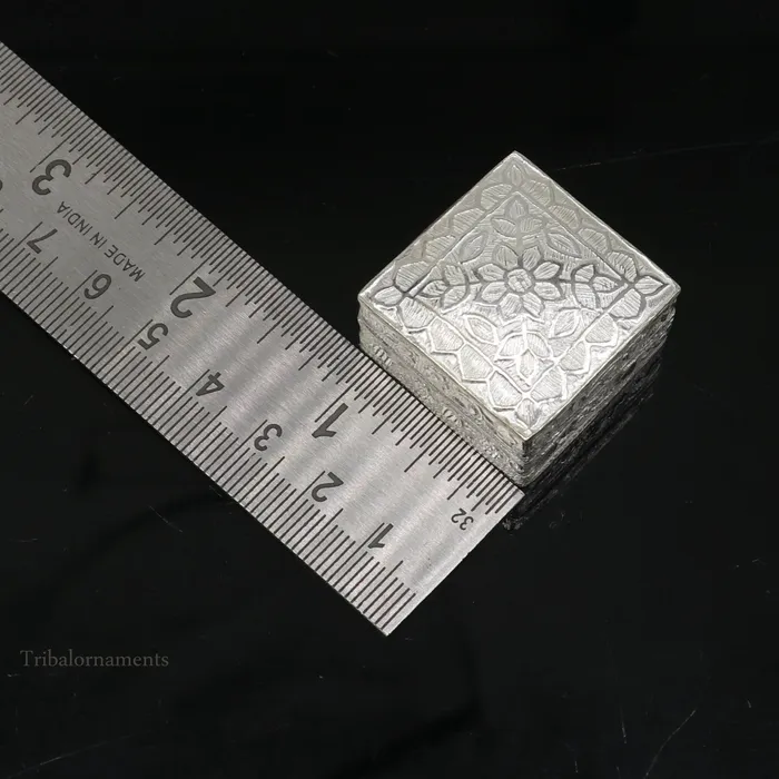 TRIBAL ORNAMENTS Rings 925 sterling silver trinket box kajal boxcasket box bridal square eyeliner box collection container box eyeliner box gifting art stb189