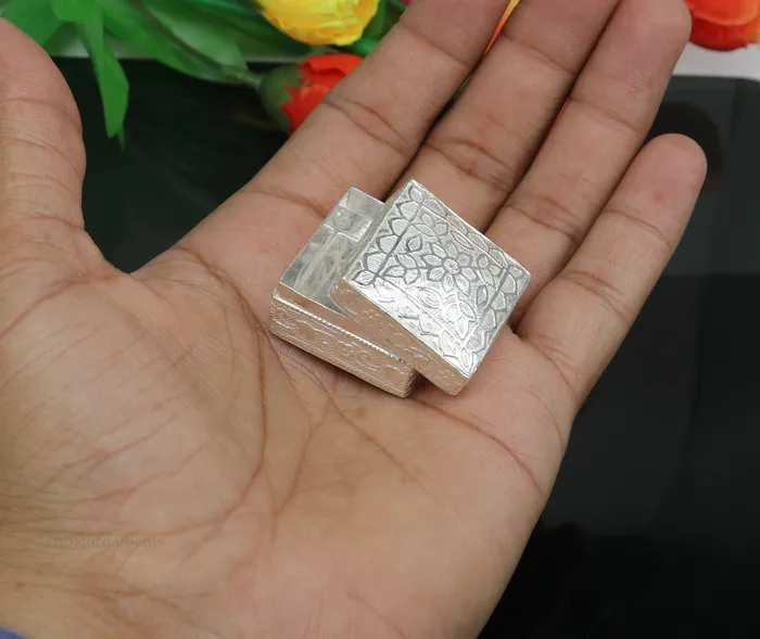 TRIBAL ORNAMENTS Rings 925 sterling silver trinket box kajal boxcasket box bridal square eyeliner box collection container box eyeliner box gifting art stb189