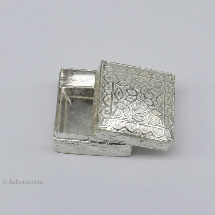 TRIBAL ORNAMENTS Rings 925 sterling silver trinket box kajal boxcasket box bridal square eyeliner box collection container box eyeliner box gifting art stb189