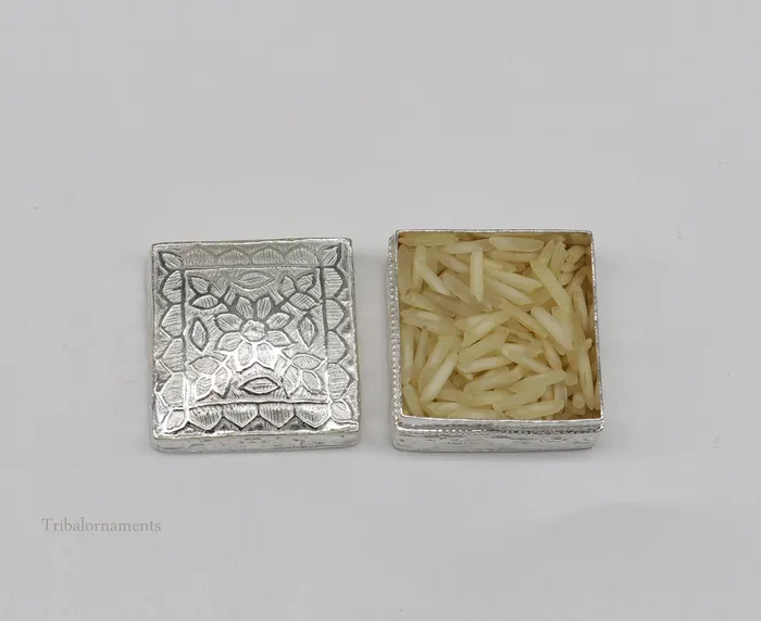 TRIBAL ORNAMENTS Rings 925 sterling silver trinket box kajal boxcasket box bridal square eyeliner box collection container box eyeliner box gifting art stb189