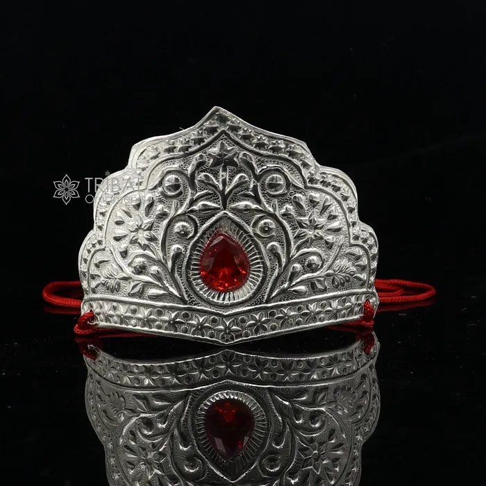 TRIBAL ORNAMENTS Rings 925 sterling silver vintage antique design mukut crown amazing handmade enamel design silver god crown home temple god hat su1270 TRIBAL ORNAMENTS Rings 925 sterling silver vintage antique design mukut crown amazing handmade enamel design silver god crown home temple god hat su1270
