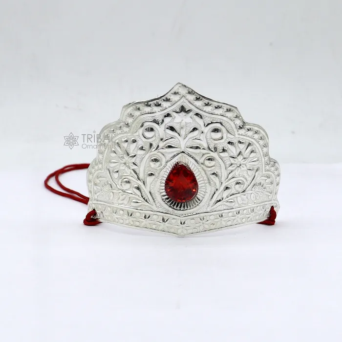 TRIBAL ORNAMENTS Rings 925 sterling silver vintage antique design mukut crown amazing handmade enamel design silver god crown home temple god hat su1270 TRIBAL ORNAMENTS Rings 925 sterling silver vintage antique design mukut crown amazing handmade enamel design silver god crown home temple god hat su1270