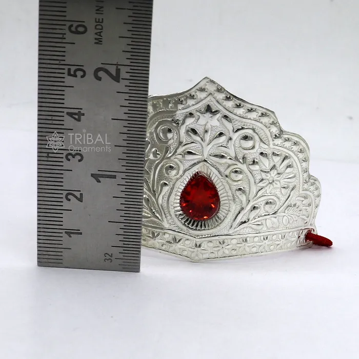 TRIBAL ORNAMENTS Rings 925 sterling silver vintage antique design mukut crown amazing handmade enamel design silver god crown home temple god hat su1270 TRIBAL ORNAMENTS Rings 925 sterling silver vintage antique design mukut crown amazing handmade enamel design silver god crown home temple god hat su1270