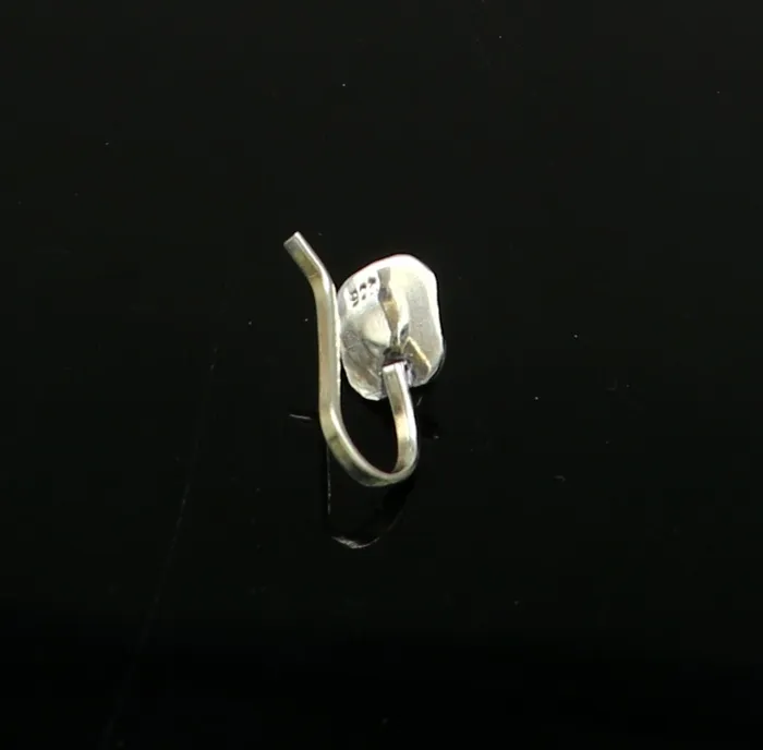 TRIBAL ORNAMENTS Rings 925 sterling silver vintage antique design single stone nose pin Bollywood stylish clip on nose plug best gifting party jewelry np116