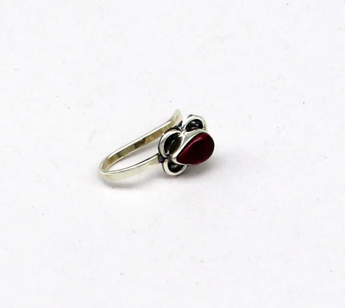 TRIBAL ORNAMENTS Rings 925 sterling silver vintage antique design single stone nose pin Bollywood stylish clip on nose plug best gifting party jewelry np116