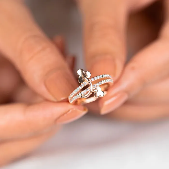 TRIBAL ORNAMENTS Rings Flower design diamond rose gold silver ring